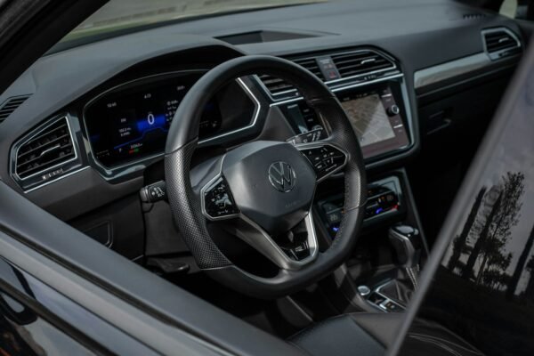 Modern car interior with digital dashboard